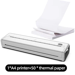 A4 Portable Printer Thermal Printer Photo Document Printer Inkless 2000mAh 203 DPI USB Type-C Economic Printing Paper with Paper