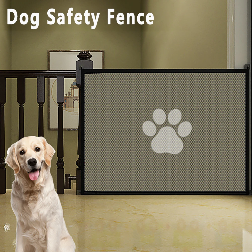 Dog Gate for Stairs Pet Gates for The House Dogs Screen Mesh Gate for Doorways Stairways With 4Pcs Hook Indoor Dog Safety Fence