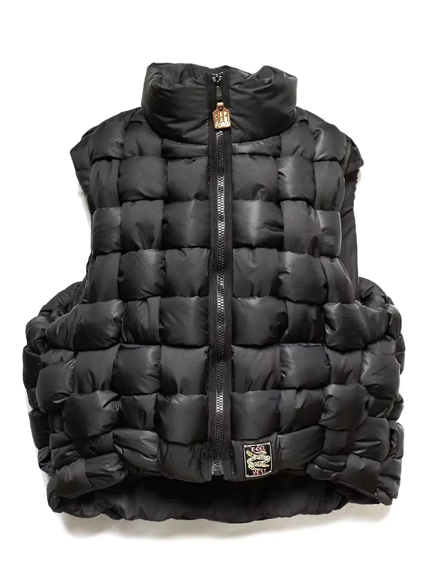 2026 KAPITAL  VEST Square Grid Knit Cotton Vest Jacket WY1511