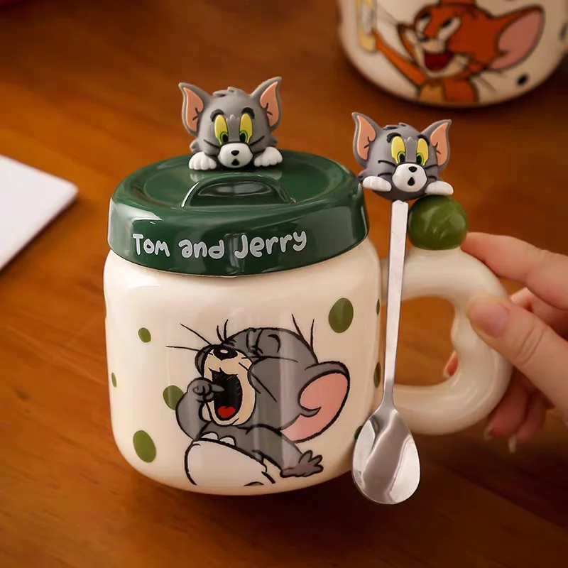 متوفر 560 مل كارتون أنيمي توم وجيري كوب ماء سيراميك للزوجين ماكياج منزلي لطيف الإفطار كوب قهوة بالحليب هدية عيد ميلاد
