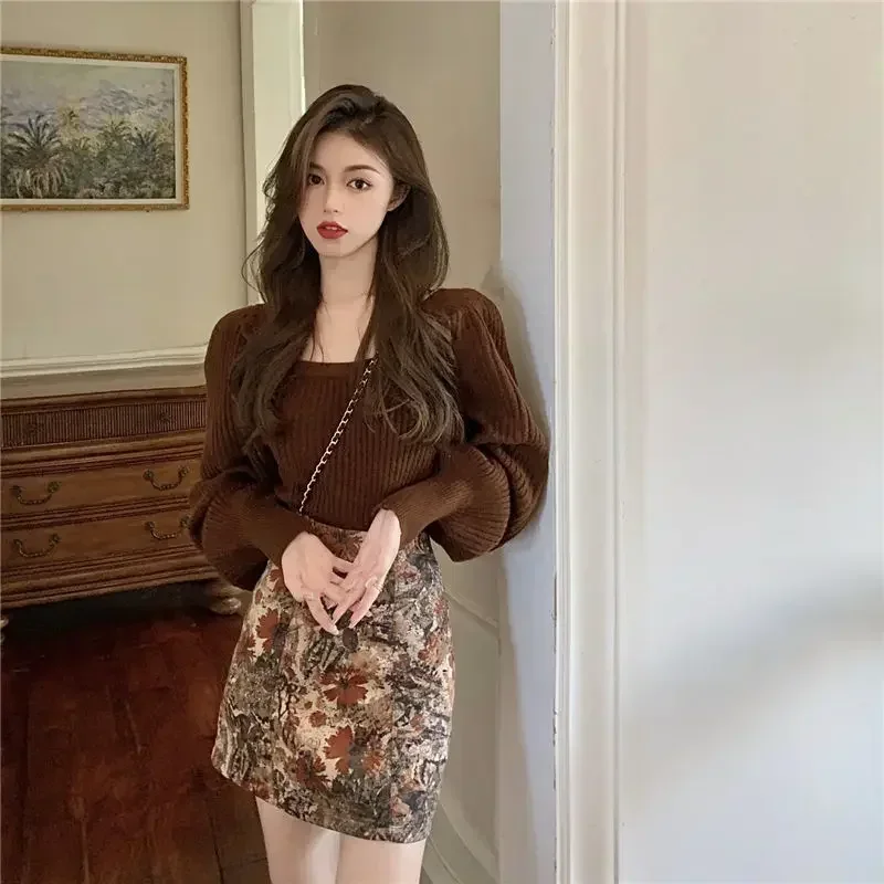 

New 2024 Autumn and Winter Modern and Fashionable Sweater +skirt 2 Piece Sets Womens Outfits temperament sweater matching sets