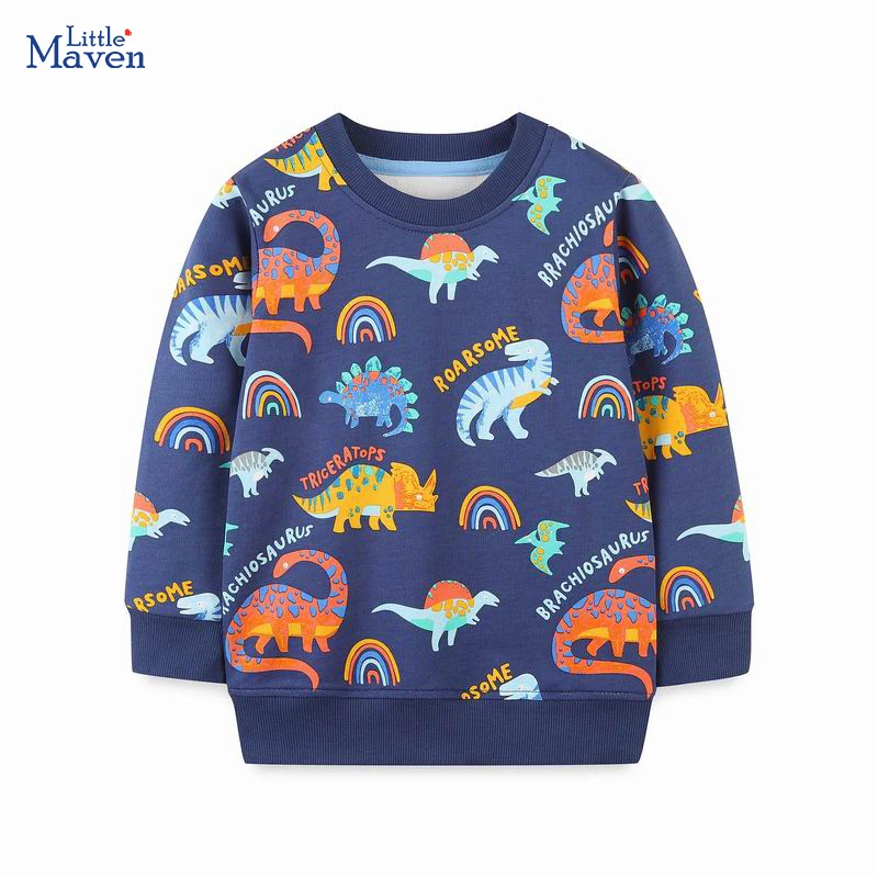 Little maven Baby Boys Spring Kids Clothes Autumn Cartoon Dinosaurs Children's Costumes Cotton Sweatshirts