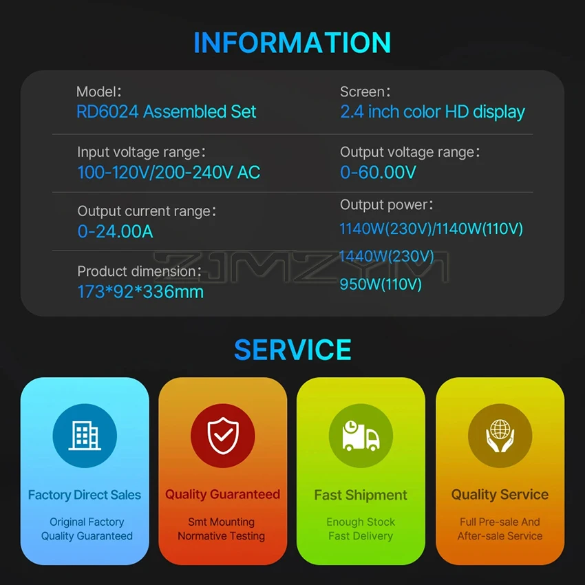 RD6024 Assembled Set 60V 24A digital control Stabilized AC to DC adjustable Voltage Lab Power Supply regulator 1140W/1440W