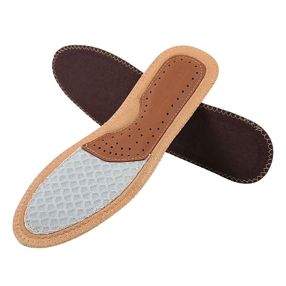 

1 пара дышащих впитывающих пот стельок из воловьей кожи, нескользящие подкладки для обуви, удобные стельки для ухода за ногами для мужчин и женщин, размер 43-44