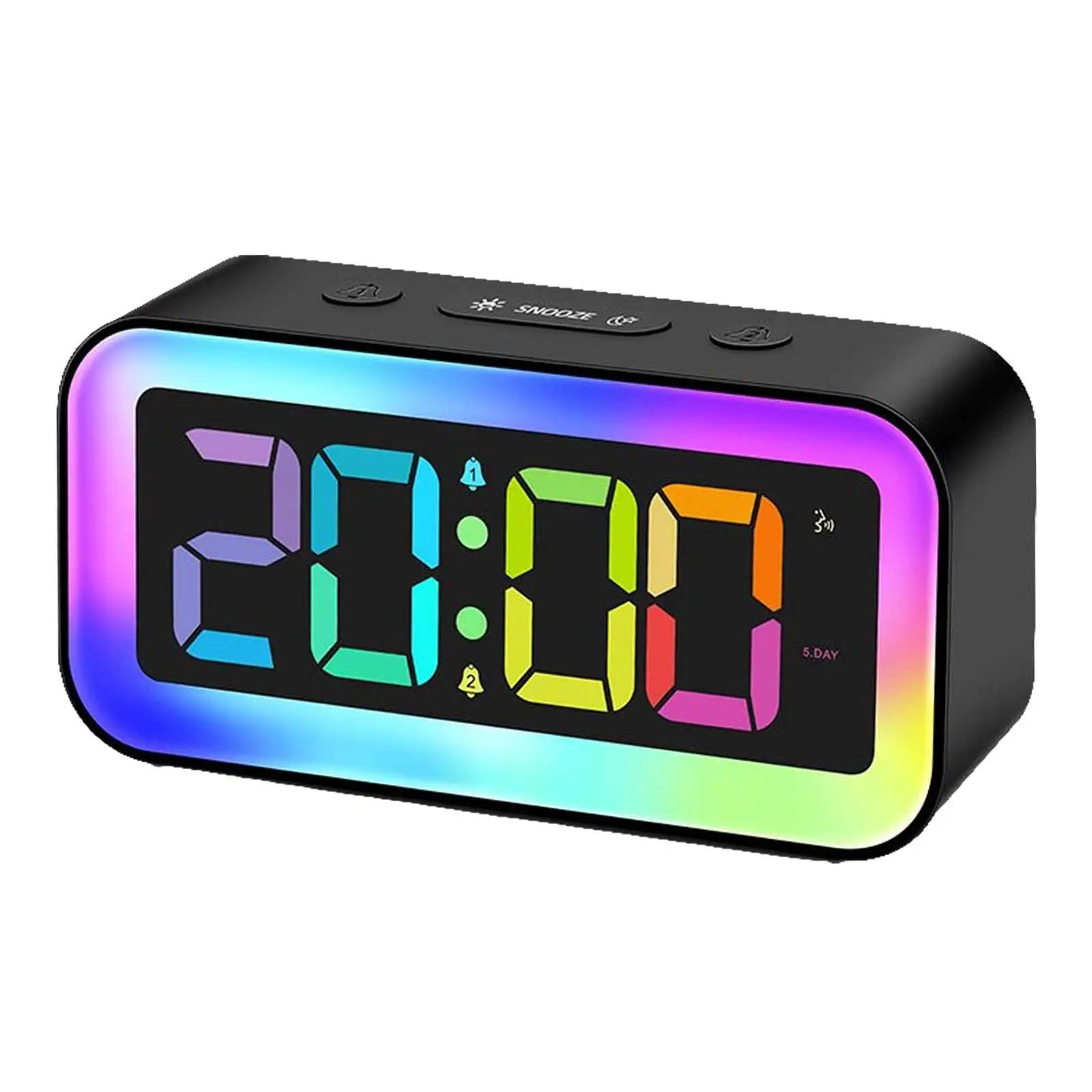 

Digital Alarm Clocks Bedside Clock with RGB Night Light Dual Alarms Mute USB Charger Snooze Table Clock for Kids Seniors