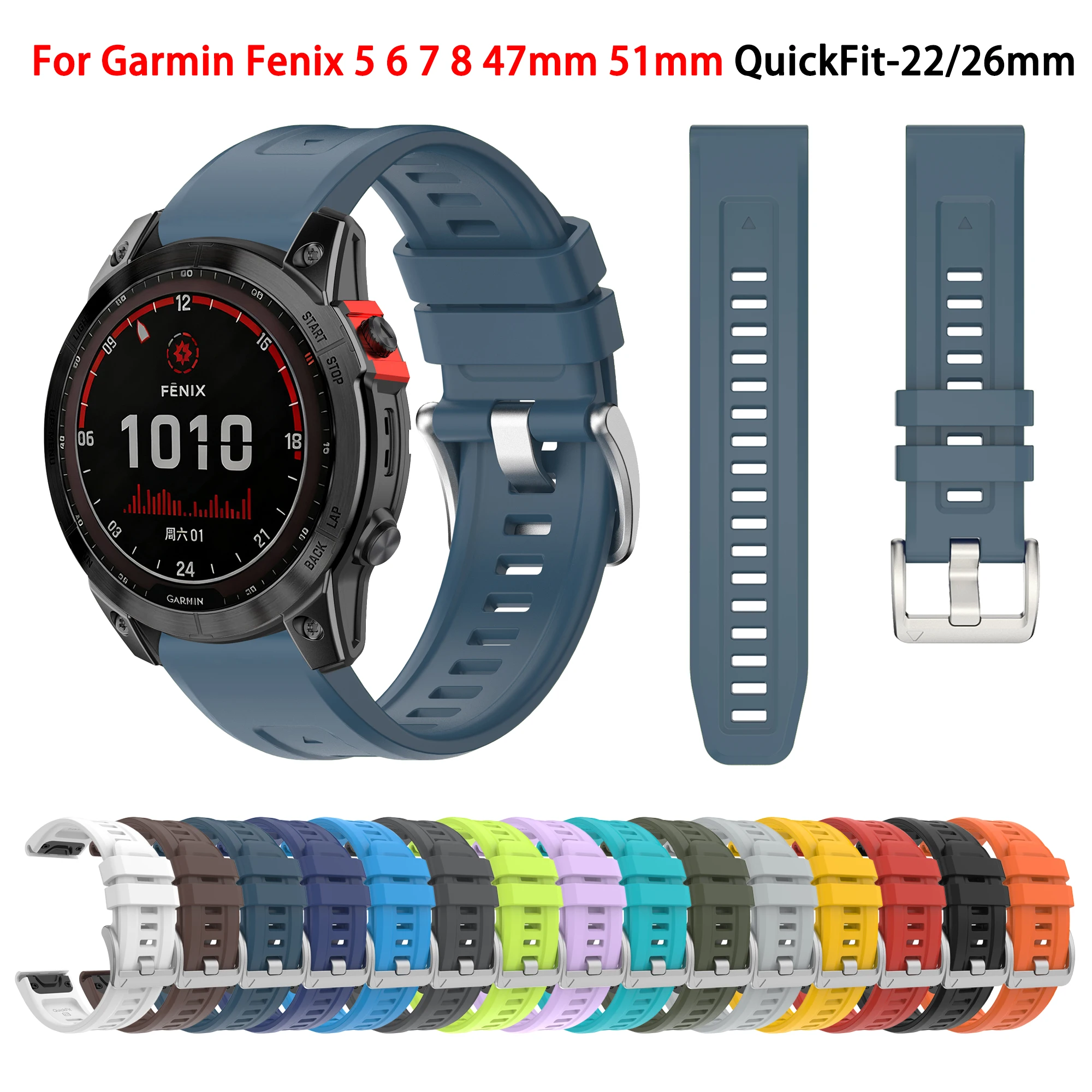 22mm 26mm QuickFit Silikonarmband für Garmin Fenix 7 7X PRO Uhrenarmband für Fenix 8 6 6X 5 5X Epix Gen2 47mm 51mm Correa