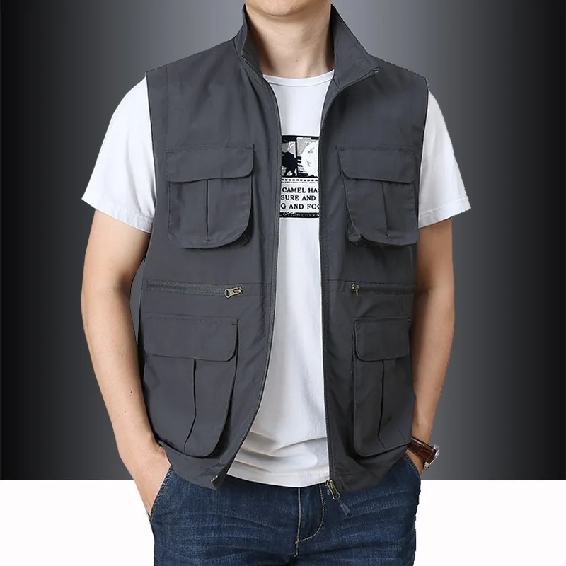 Work Vest Men Sleeveless Jacket Summer Plus Size Outerwear MAN Fishing Vests Hunting Men's Tactical Best Jackets Multi-pocket8XL