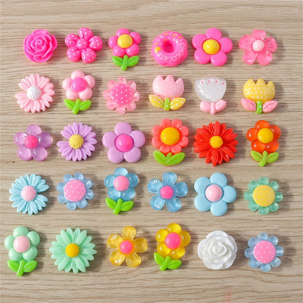 Tusember 15 Stück Mix Niedliche Blumen-Flatback-Harz-Cabochons Verzierungen DIY Scrapbooking für Mädchen Haarnadel Brosche Geburtstagsgeschenke – Detail 4