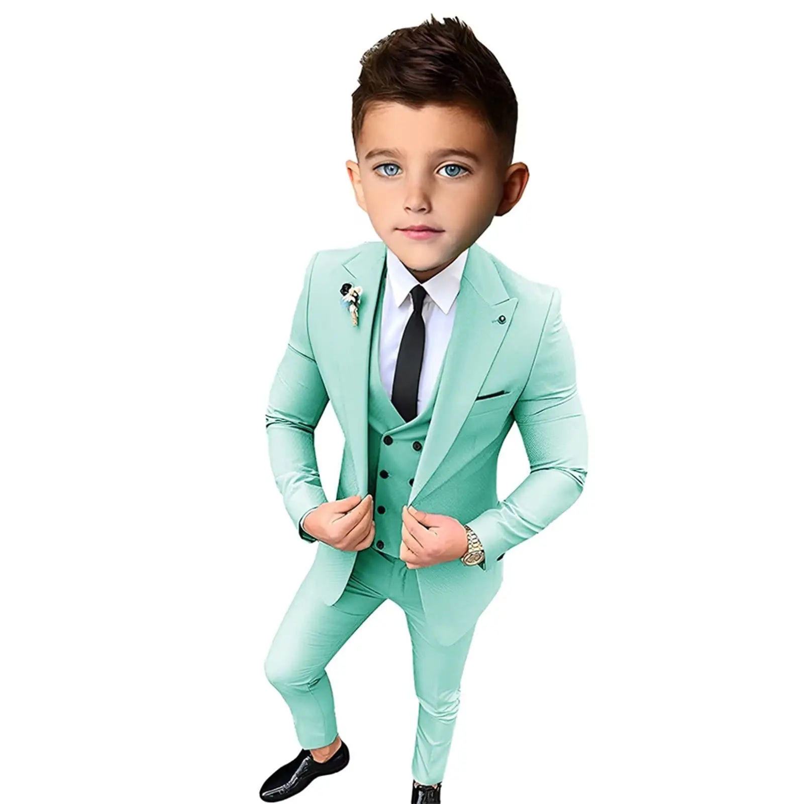 

Three Piece Solid Smart Boy's Suit Set Kids Tuxedo 3-14 Years Formal Pantsuit For Children Birthday Prom Dress For Boys