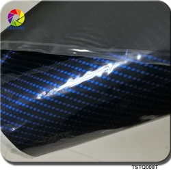 Free shipping 50cm width 200cm length transparent print water transfer blue carbon fiber hydrographics film transfer WTP008T