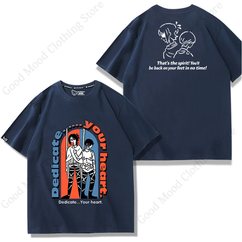 Attack On Titan T-Shirt Hange Levi Dedicate Your Heart Graphic Print T Shirt Anime Cartoon Men Women Cotton Short Sleeve Tee Top