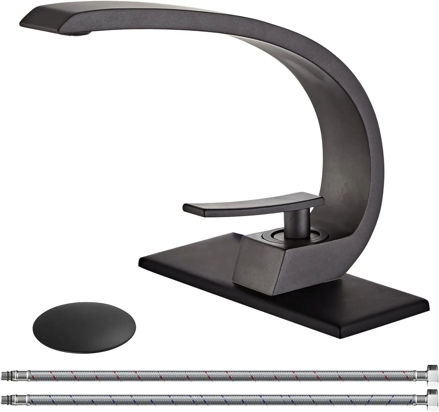 

Matte Black Bathroom Sink Faucet,Unique Design Single Handle Single Hole Brass Lavatory Vanity Faucet,Basin Mixer Tap wit