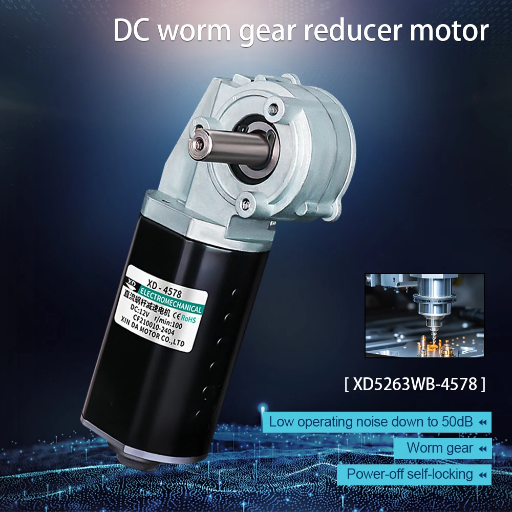 12V DC High Torque Slow Speed Worm Gear Motor Self-Locking Power Failure Reverse And Forward Control for Robotic Projects