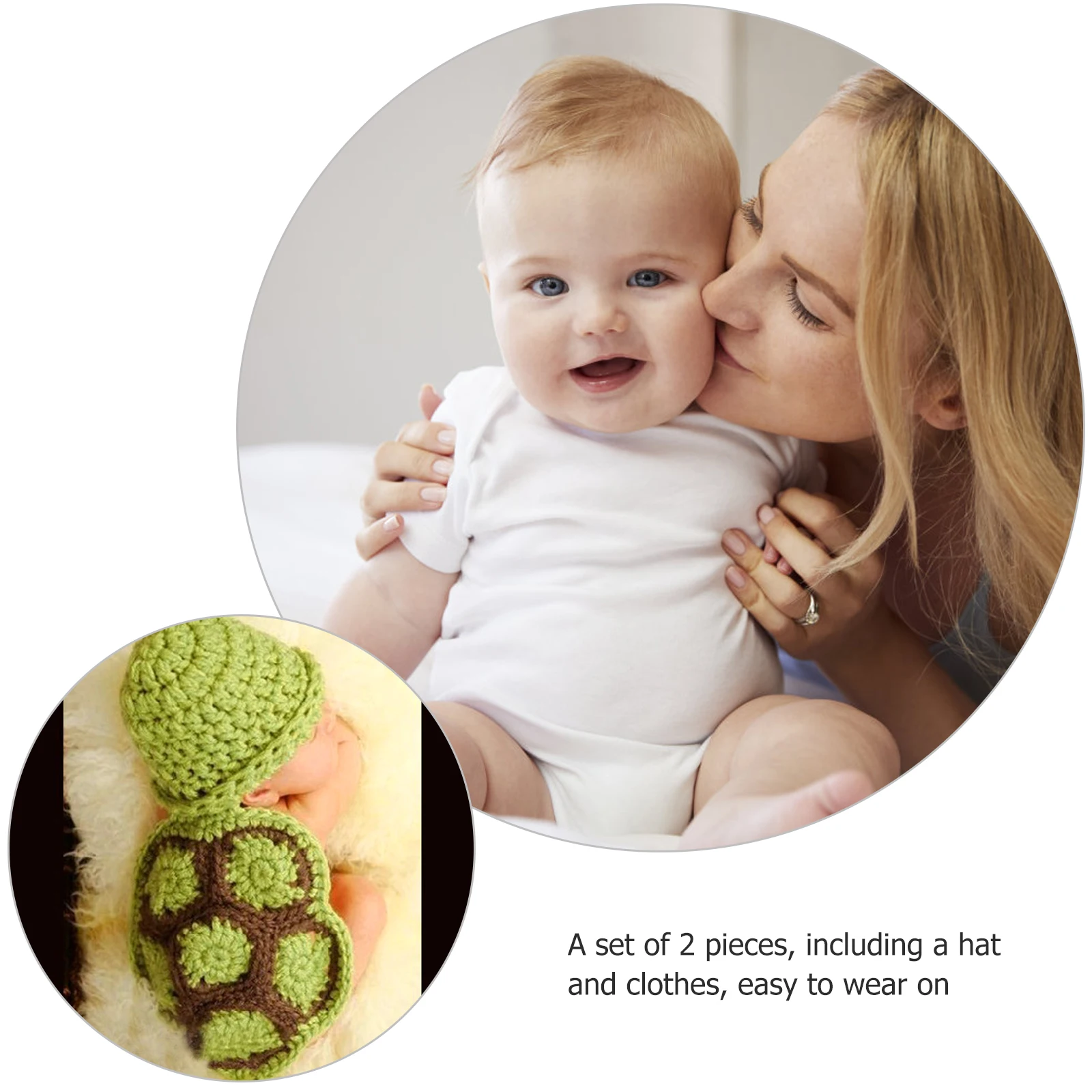 

Baby Crawling Turtle Clothes Newborn Photo Costumes Green Celebration Outfit 2 Pieces Set Hat Clothes Breathable Flexible Baby