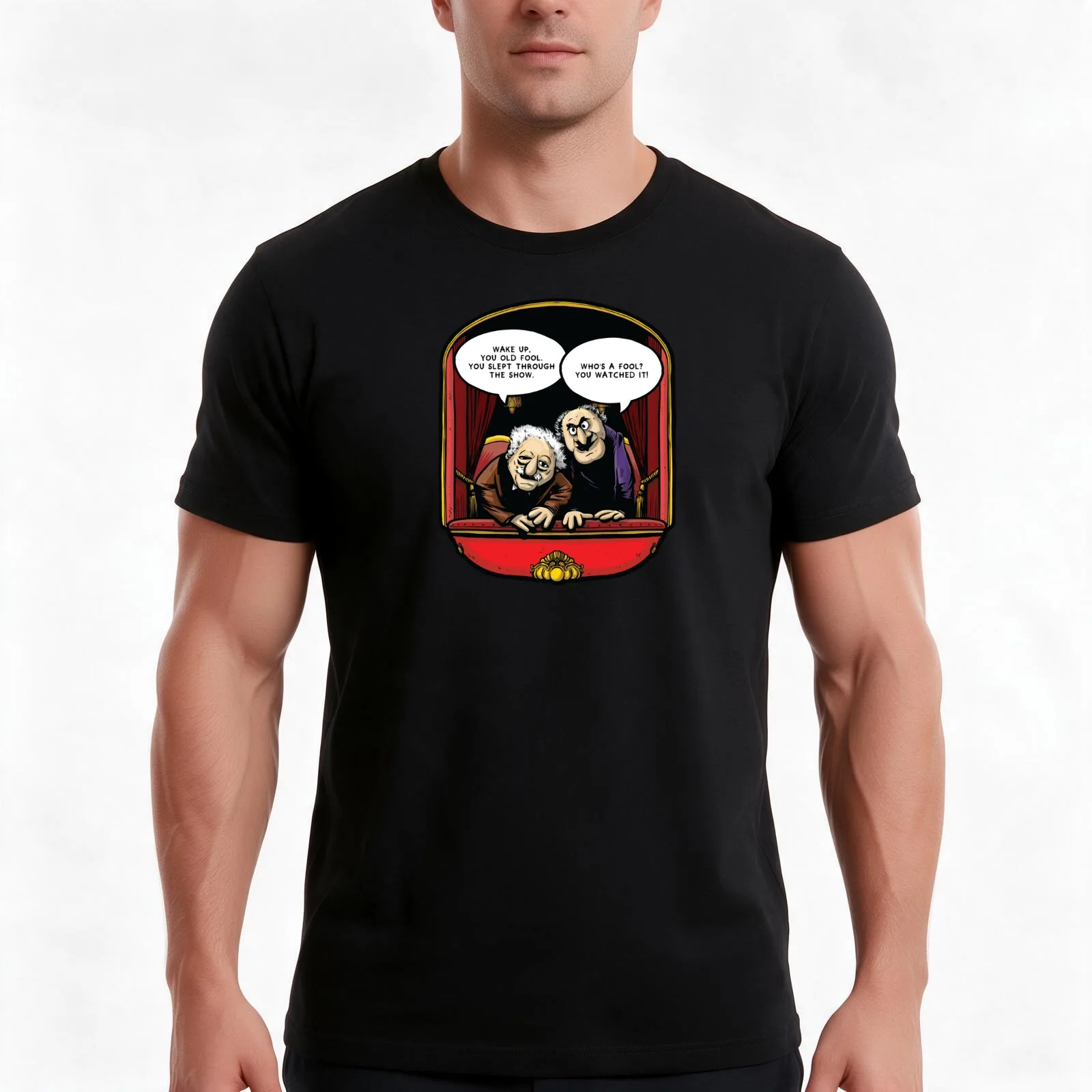 Statler and Waldorf (Wake Up) T-Shirt, Summer Casual Cotton Tee, Oversized Streetwear Tops, Vintage Graphic Print, 100% Cotton