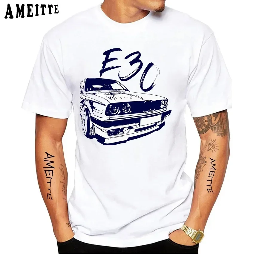 

Summer Men Short Sleeve Old Legend E30 M3 Classic Car T-Shirt Retro Germany EUDM-E34 M5 Tshirts Boy Casual Tops Man White Tees