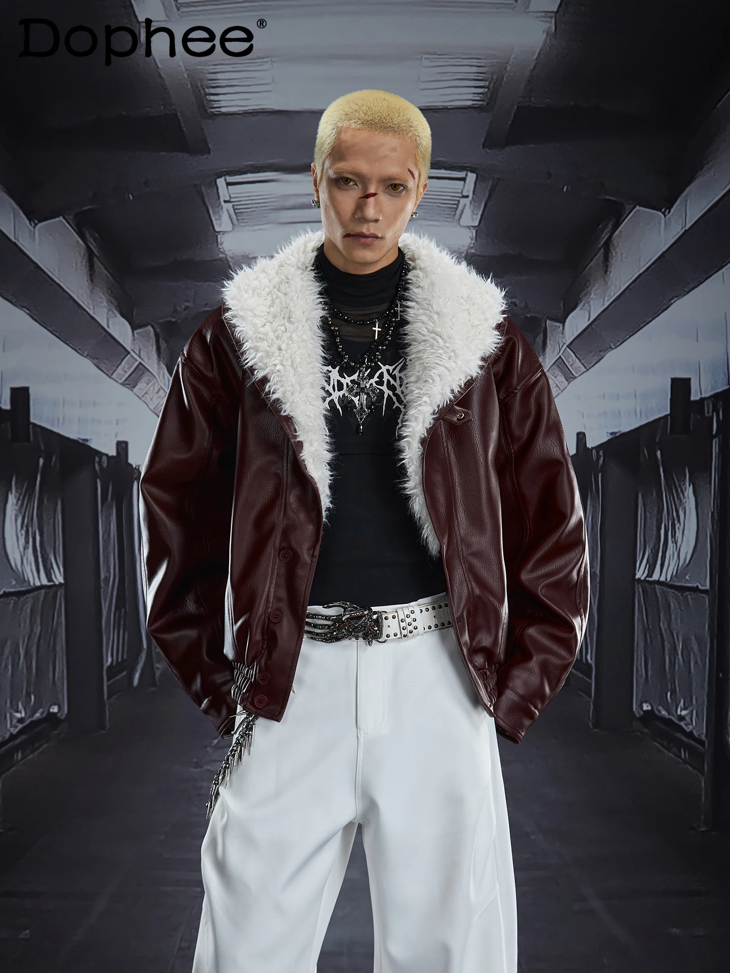 

Winter Thickened Warm Turn-down Collar Short Jacket American Retro Trend Loose Casual Coat for Men