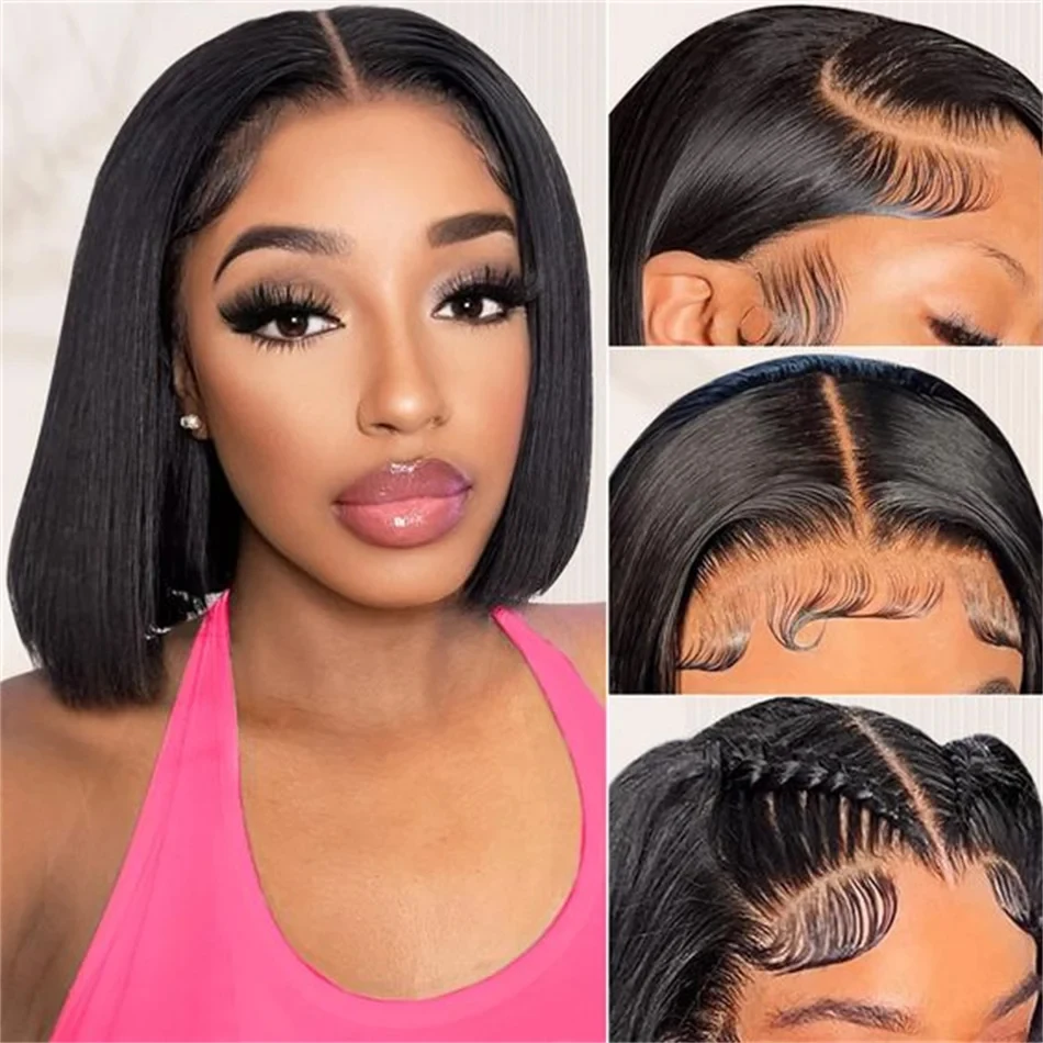 Wear Go Glueless Bob Wig Lace Front Human Hair Wigs Short Pre Plucked Straight 13x4 HD Transparent Lace Frontal Wig Bob on Sale