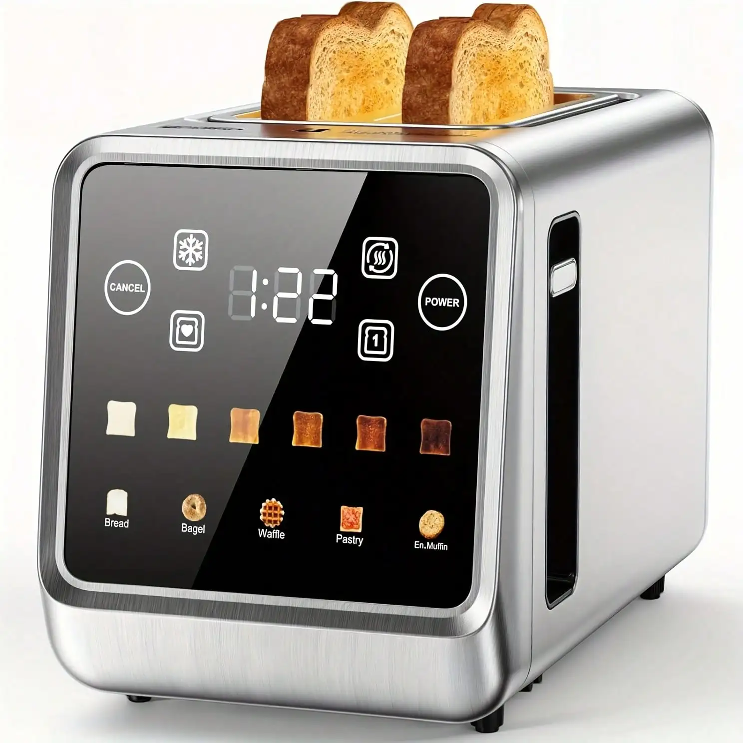

Touch Screen Toaster 2 Slice, Stainless Steel Smart Digital Toasters With Memory Function, 5 Bread Types & 6 Shade Settings, 1.5