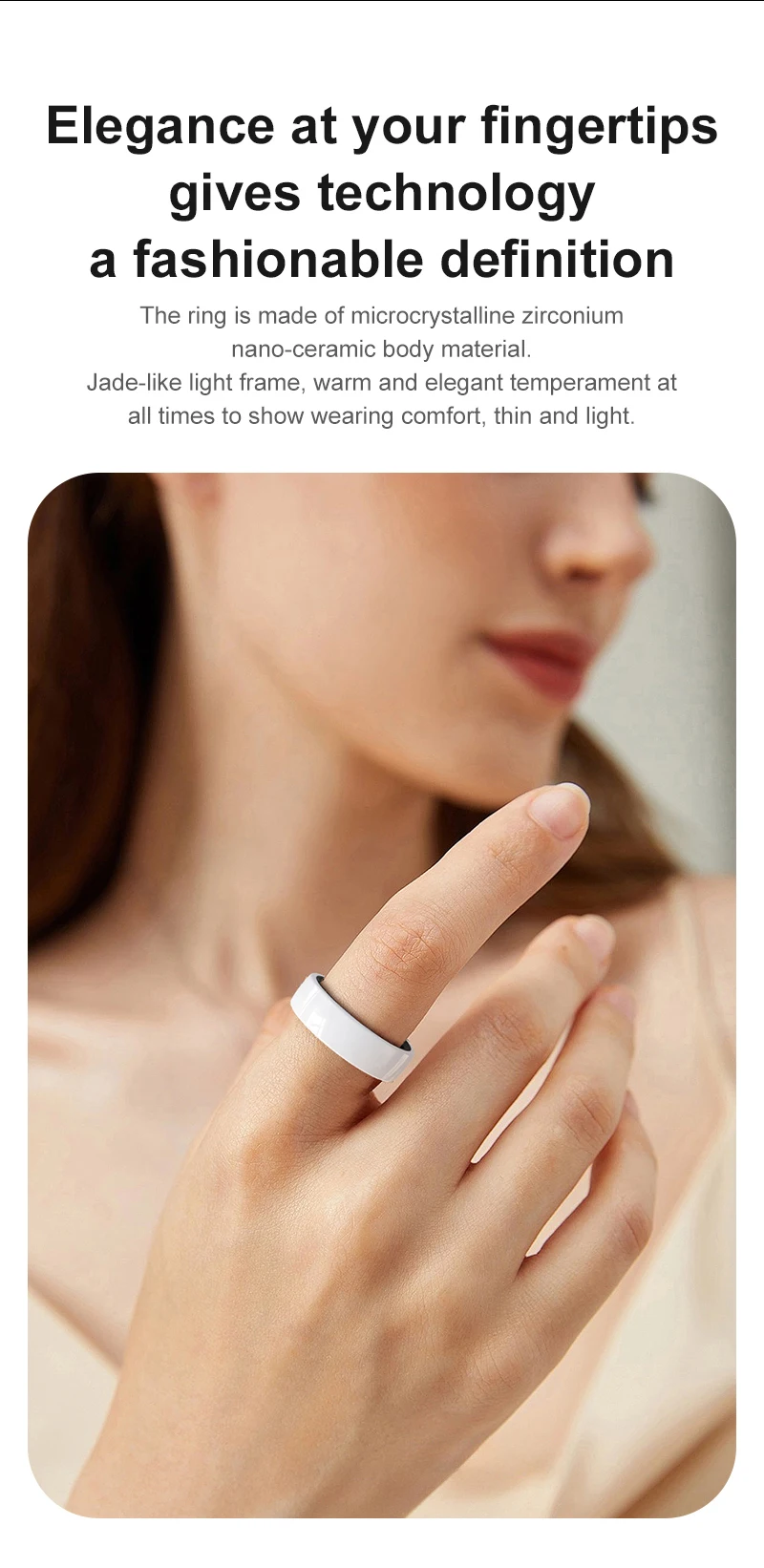 R12 Smart Ring Männer Frauen Geste Kontrolle Gesundheit und Schlaf Monitor Multi Sport Modus 5ATM Wasserdicht Smart Ring mit Lade Fall – Detail 5