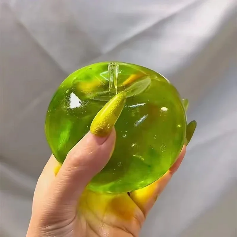 Green Apple Stress Ball Slow Rebound Non-bounce Squeeze Toy Stress Relaxation Sensory Balls Emotional Vent Decompression Toys