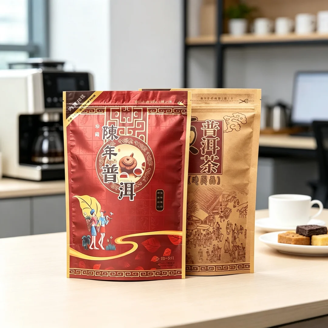 250g Chinese Puer Tea Set Zipper Bags YunNan Pu'er LaoChaTou,Ginseng Oolong Tea Recyclable Sealing Packing Bag