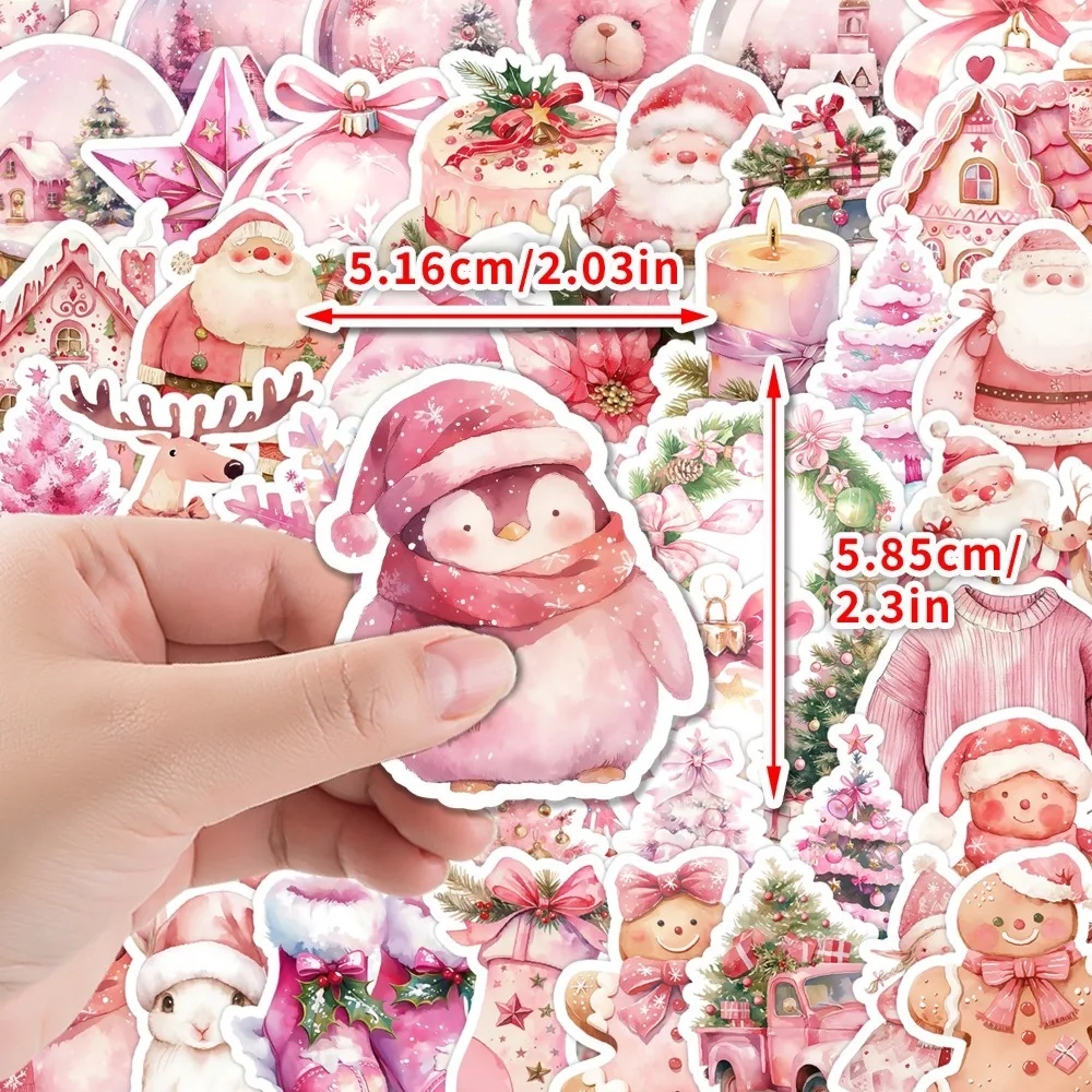 10/50PCS Nordic Style Pink Christmas Graffiti Stickers for Notebook Laptop Phone Wall Decoration Gift Boxes Holiday Stickers