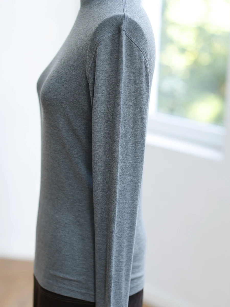 

Ultrine Silk Camere Modal Blended Base irt Gentle Softn Second Skin Knitted Sweater Commute Sle Long Sve Crew Ne