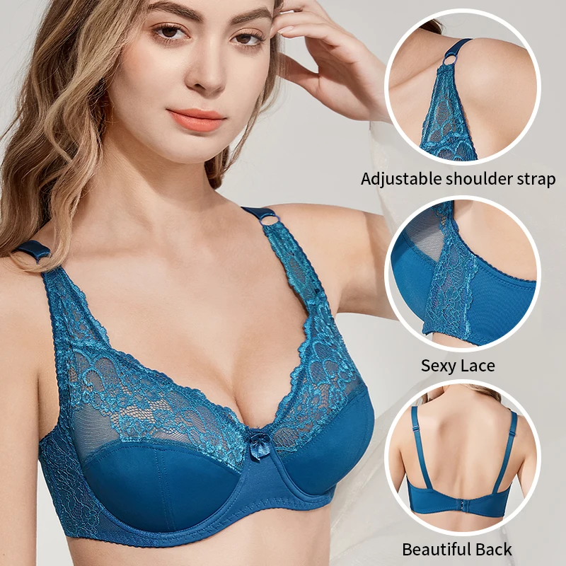 เซ็กซี่ผู้หญิง Lace Bralette Plus ขนาดชุดชั้นในหญิงบางลูกไม้ Brassiere ชุดชั้นใน Underwire Bras C D ถ้วย