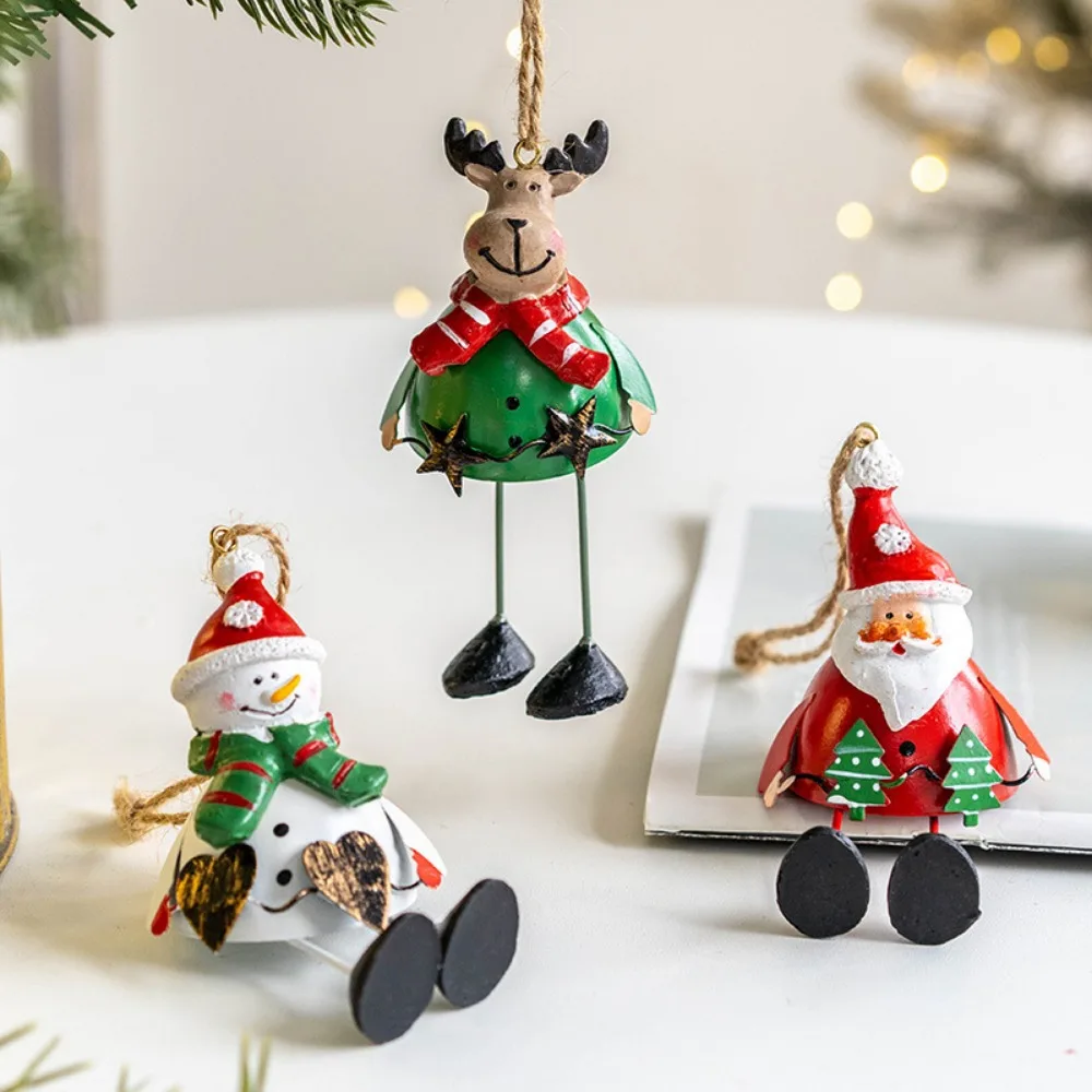 Christmas Iron Painted Santa Pendant Santa Claus Vintage Iron Painted Ornaments Xmas Home Decoration Christmas Tree Decoration