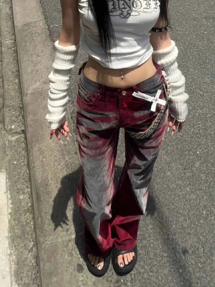 Trendy Street Straight Wide Leg Pants Fashion High Street Baggy Jeans Harajuku Style Hip Hop Y2k Trousers Y2k Pants Streetwear