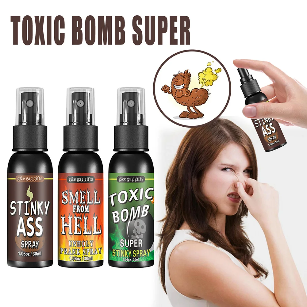 30ml Fart Gag Spray Prank Joke Plastic Terrible Smell Spray Party Supplies Spoof Odor Spray for Adults Kids Halloween Funny Toys