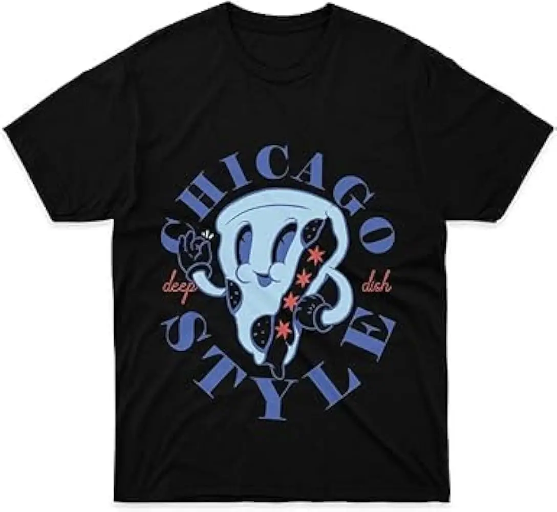 Mens Womens T-Shirt Chicago Unisex Style Cotton Pizza Tee Flag Shirt Deep Dish Traditional