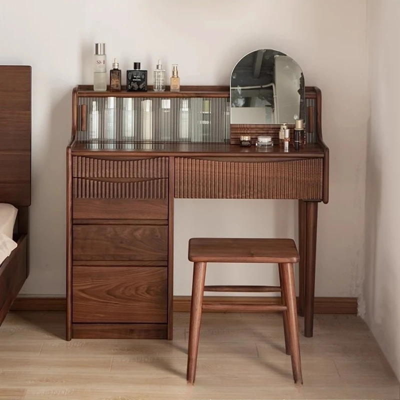

North American black walnut dresser bedroom modern simple light luxury high sense European small makeup table chest