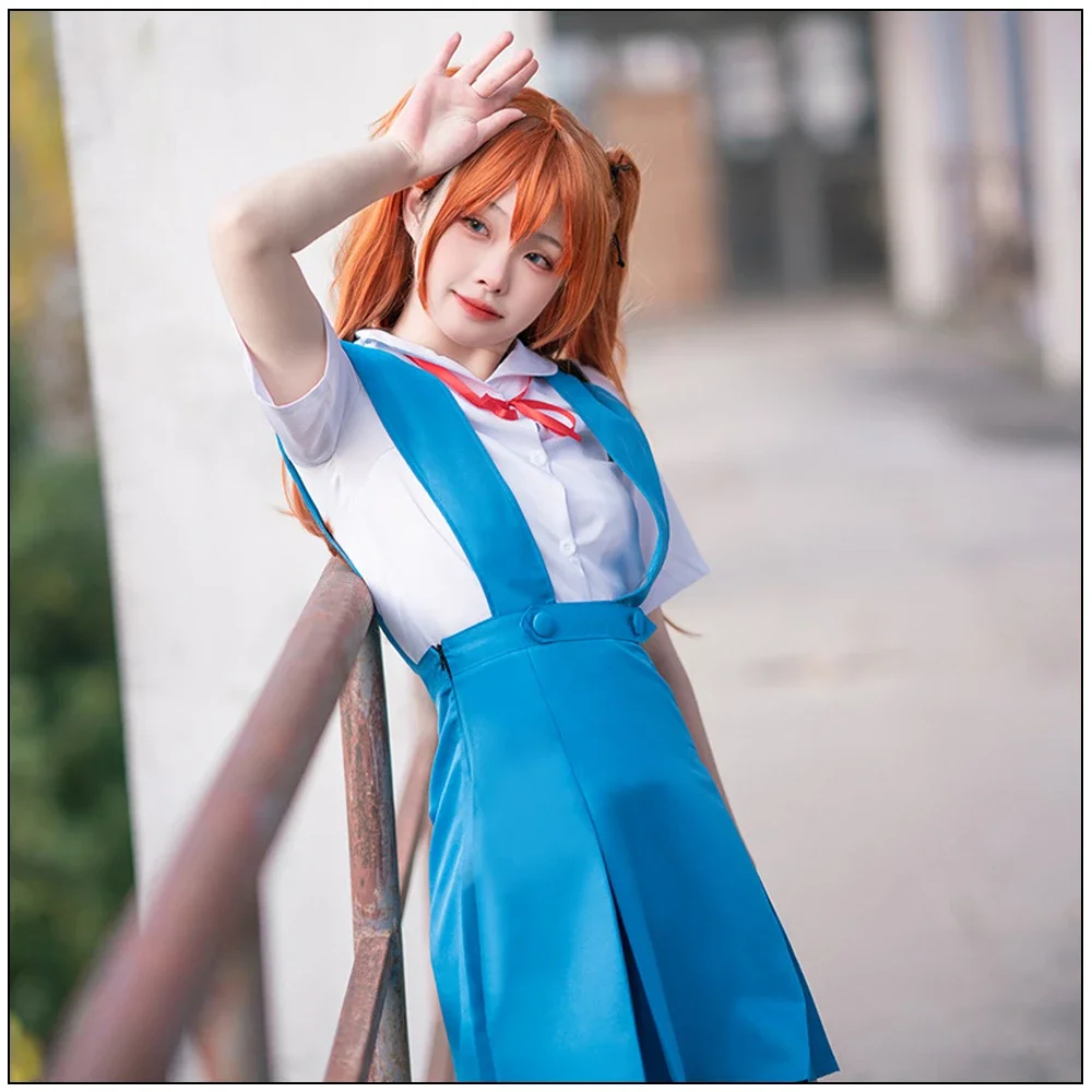 Anime Rei Ayanami Cosplay Costume Asuka Langley Soryu Role Playing School Uniform Wig Hair Clips Halloween Party Loli Clothing view 2
