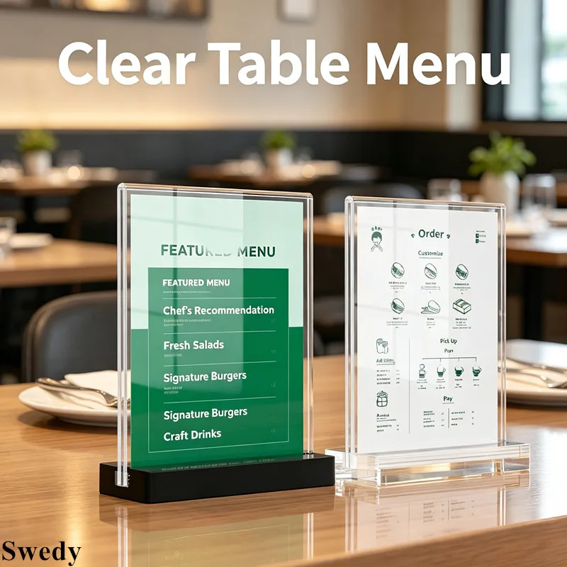 A5 148X210mm Heavy Base Restaurant Table Menu Holder Acrylic Document Sign Holder  Display Stand Photo Picture Poster Frames