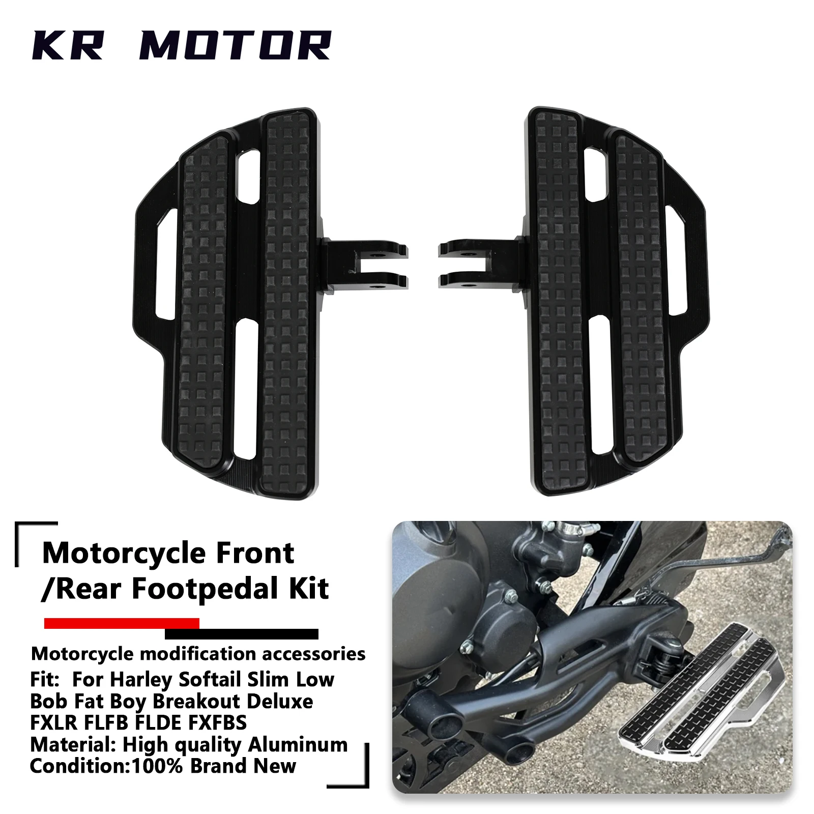 

Передние подножки мотоцикла/задние подножки подходят для Harley Softail Slim Low Bob Fat Boy Breakout FXLR FLFB FLDE FXFBS