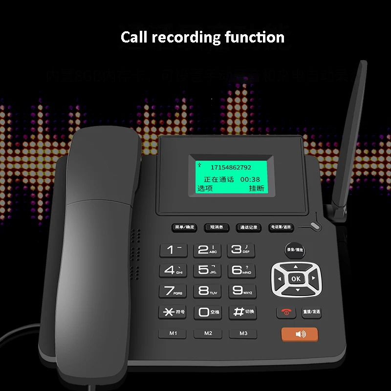 4G WIFI Wireless Fixed Phone GSM SIM Card Desktop Telephone With LCD Display Handsfree Call Recording for Office Home