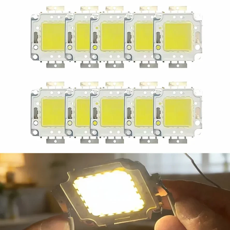 1/5/10Pcs High Power COB LED Chip DC10-12V / DC30-32V 10W 20W 30W 50W 100W Warm White Cold White DIY Floodlight Spotlight Parts