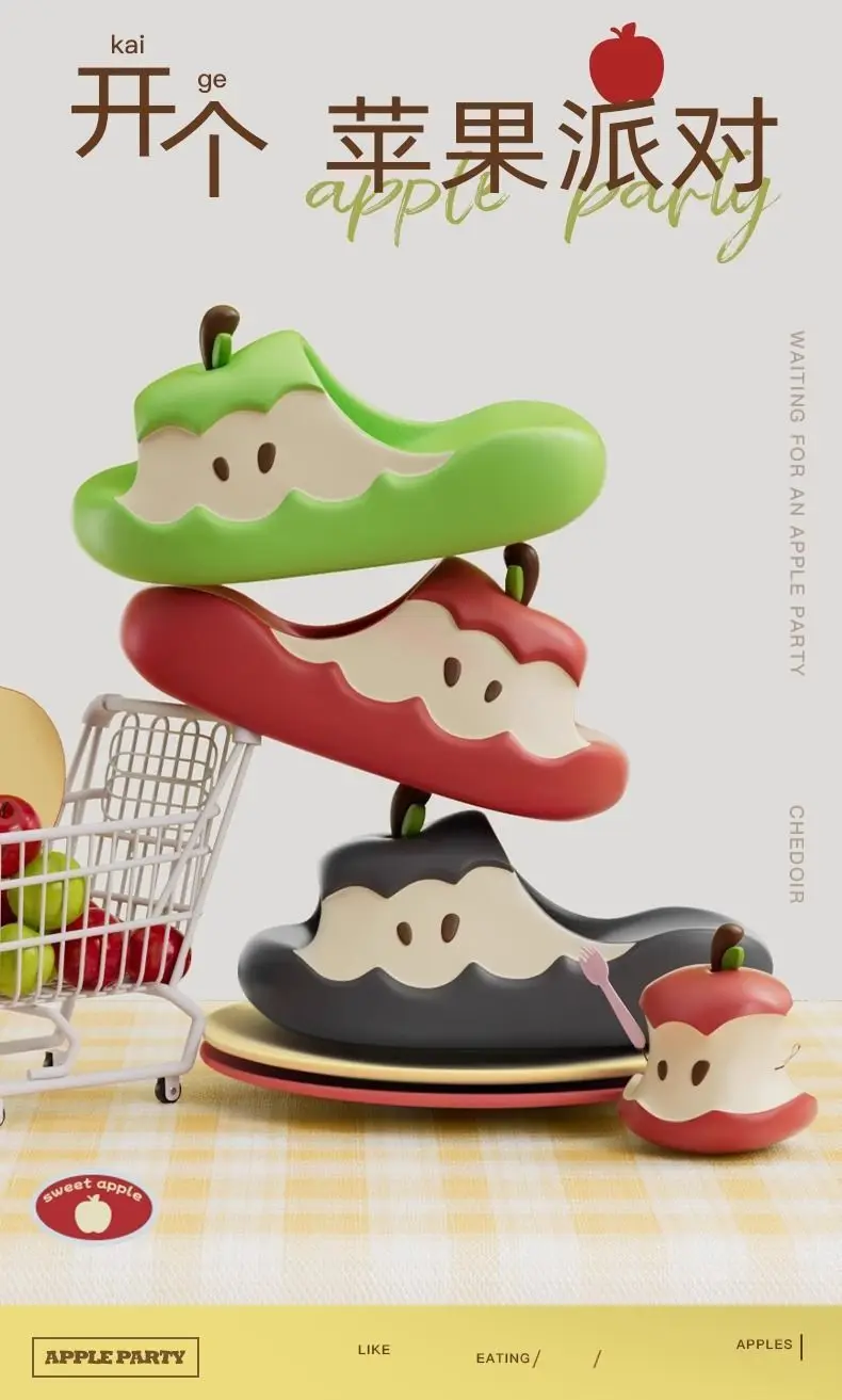 

Женские тапочки Apple, летние, 2026, новинка, милые, для дома, парные, на толстой подошве, для общежития, можно носить на улице