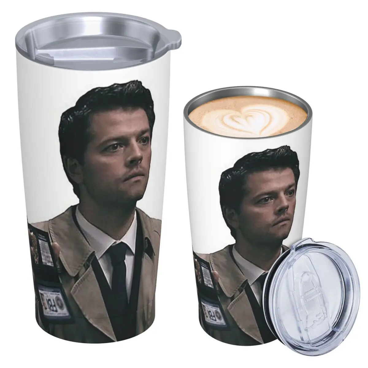 Castiel FBI Badge Stainless Steel Tumbler Vacuum Insulated Mugs Thermal Cold Cup Straws With Lid 20oz