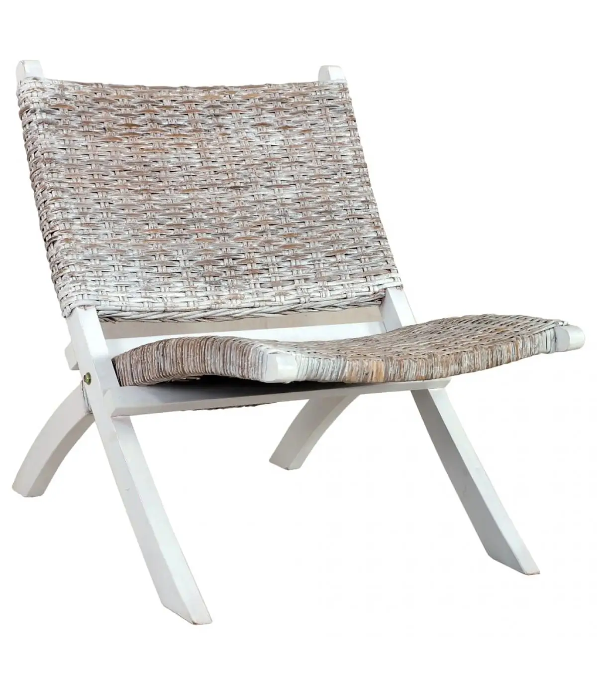 Natural White mahogany solid wood and kubu rattan chair armchairs