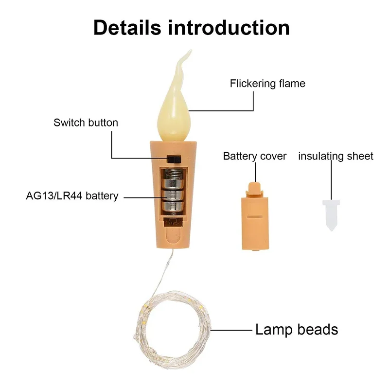 LED Solar String Garland Lights Outdoor Waterproof Copper Wire Bottle Stopper 1M Fairy Light Decor For Wedding Christmas Party