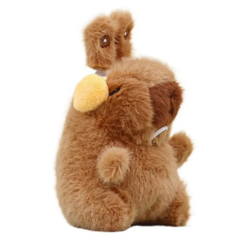 

Funny Capybara Plush Pendant Movable Bunny Ears Brown Cartoon Plush Toy Keyring Cartoon Animal Pull Rope Capybara Plushie Doll
