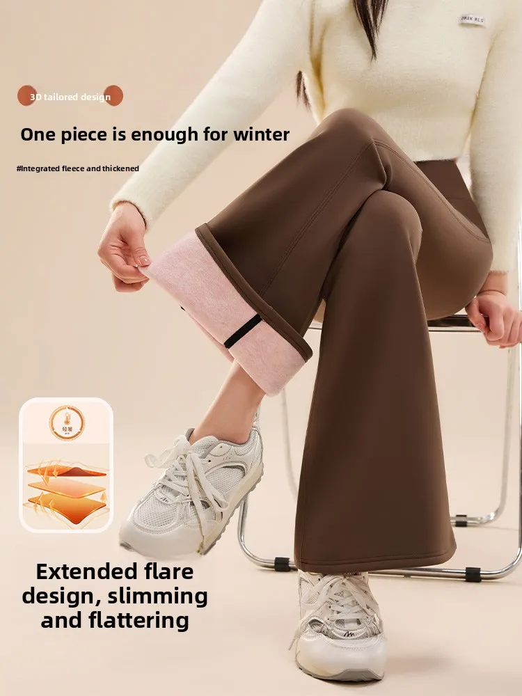 

Thiened Fce Брюки для йоги с высокой талией Женские брюки-клеш Зимние теплые утягивающие леггинсы Повседневные длинные брюки