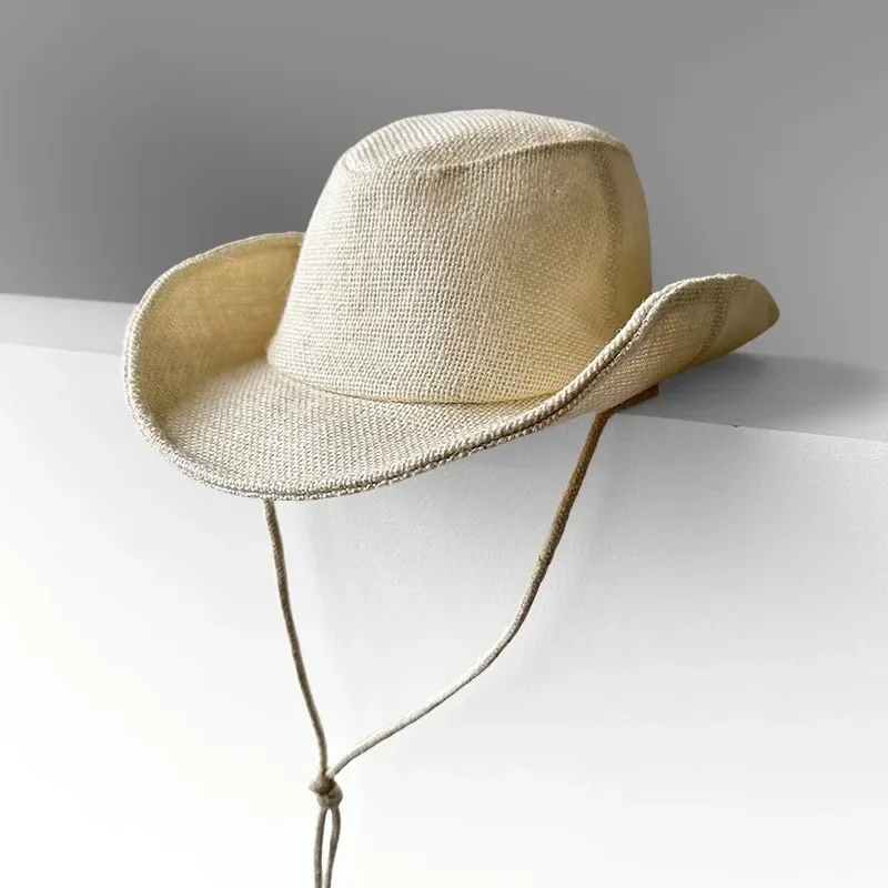 New Breathable Linen Beige Sun Hat Spring and Summer Leisure Outdoor Sports Sunshade Bucket Hat Men's Women's All-match Jazz Hat