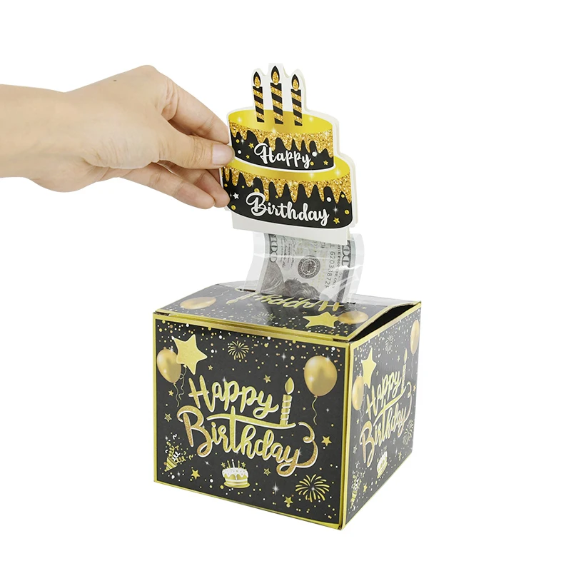 Happy Birthday Surprise Money Gift Box Cash Gift Pull Out Money Gift Boxes with 30Pcs Transparent Bags Birthday Party Gifts