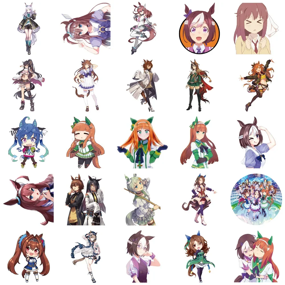 50 قطعة Uma Musume جميلة ديربي لعبة الكتابة على الجدران ملصقات أنيمي فتاة الكرتون ملصق مائي للجيتار الهاتف كأس الغيتار سكيت اللعب