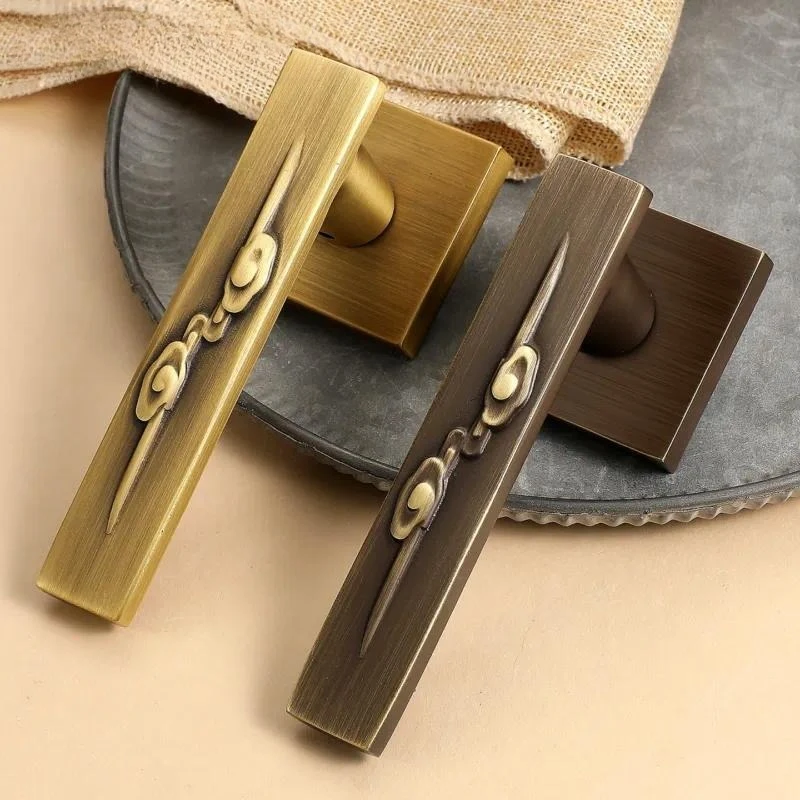 French Retro Pure Copper Door Lock Light Luxury High End Universal for Conference Room Office Home Interior