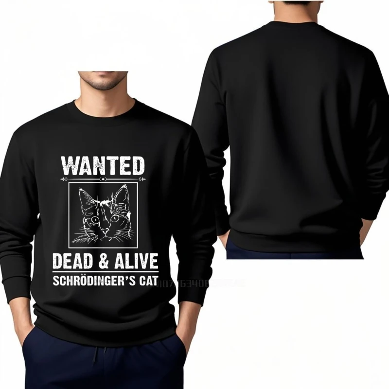 Marca outono homem hoodies querido morto vivo schrodödinger gato manga longa treino cor sólida o pescoço moletom básico hoodies